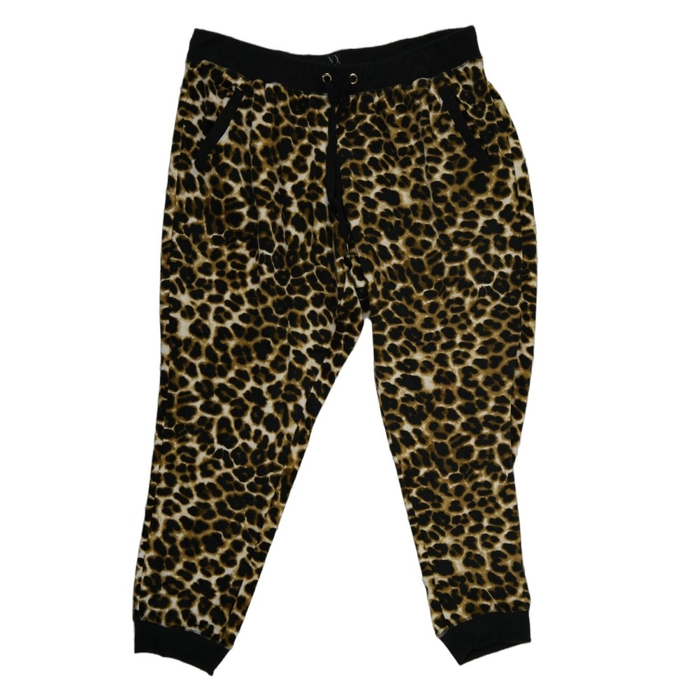 NWT New York & Company Velour Leopard Joggers Pants Women's Size XXL Drawstring